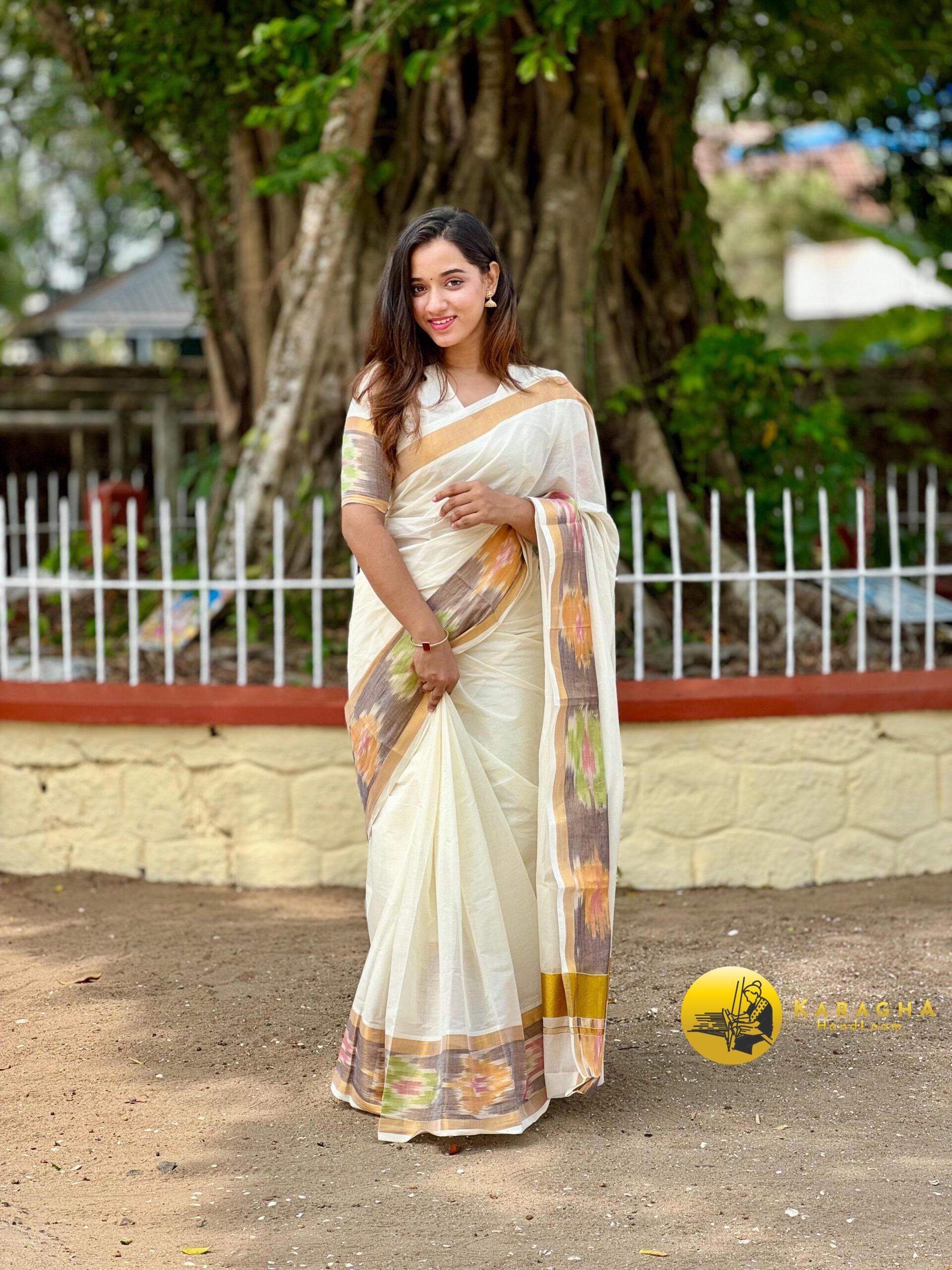 Color Border Handloom saree - Image 3
