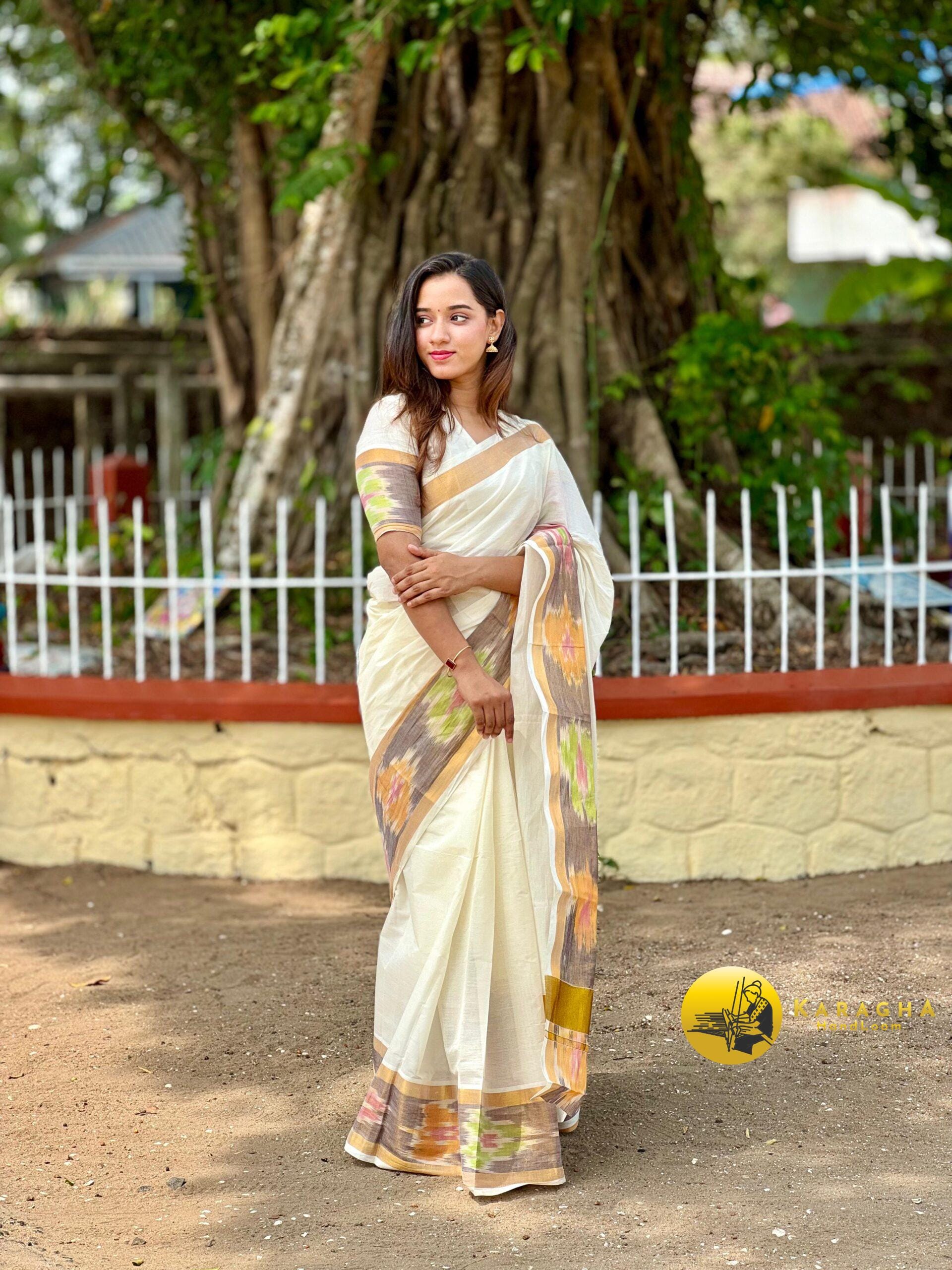 Color Border Handloom saree - Image 2